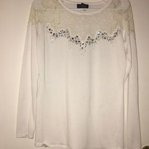 White long sleeve top